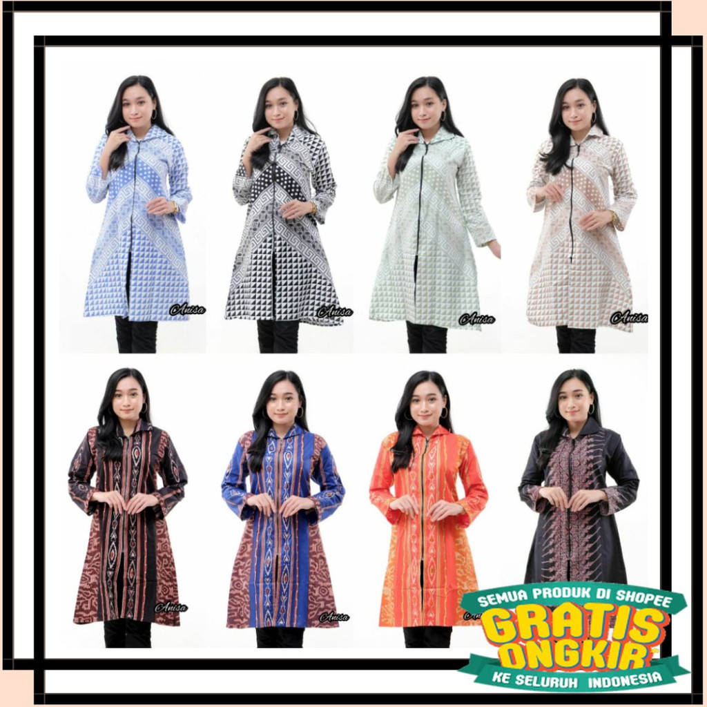 SOLO KERIS FULL BROKAT RUFFLE BENANG RAJA TENUN / BATIK KALONGAN | TUNIK ZIPPER DEPAN BATIK