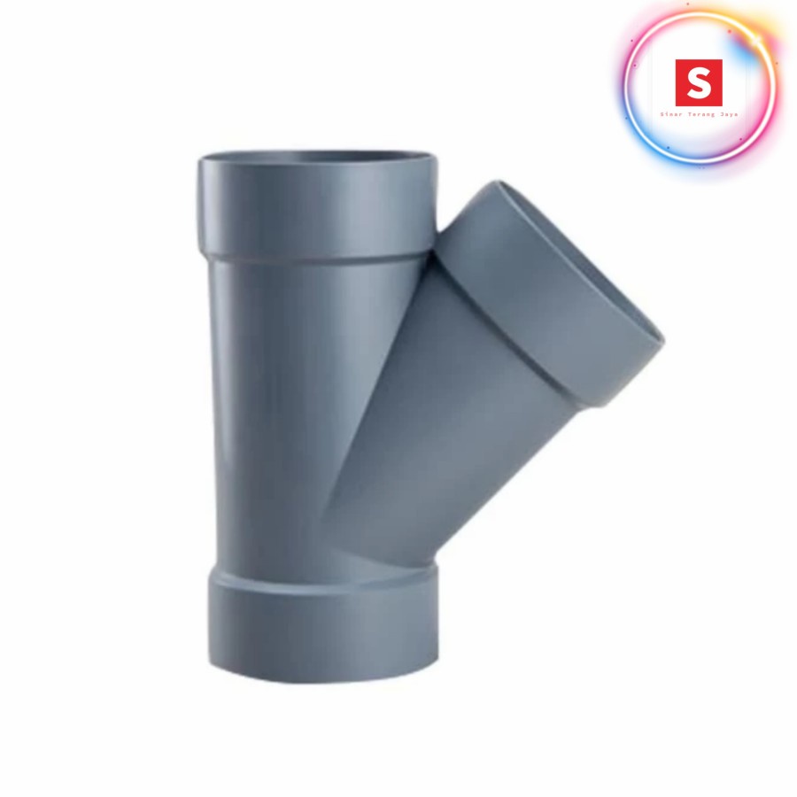 Tee T Y 45 Derajat Cabang Fitting Pipa Air Pralon 3"