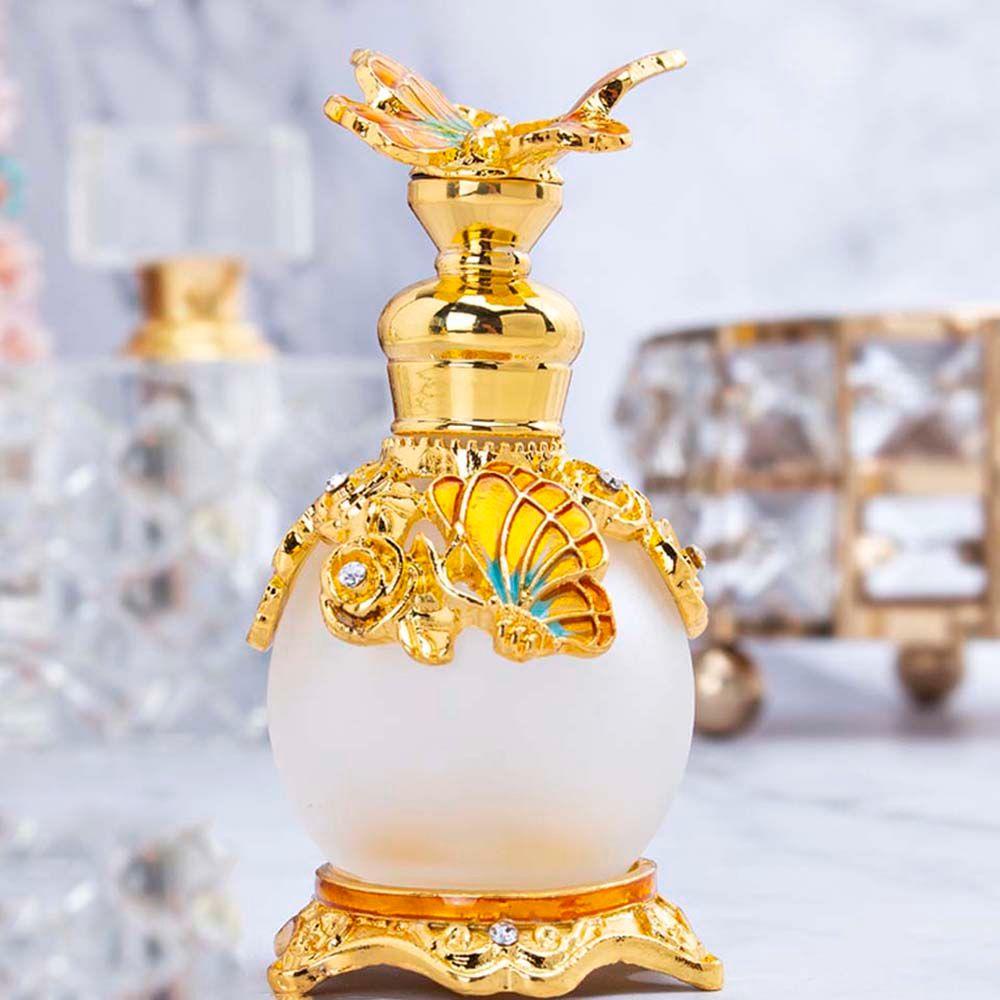 Rebuy Gold Butterfly Botol Parfum 4warna 15ml Tutup Logam Gaya Arab Dekorasi Pernikahan Hadiah Botol Kosong Isi Ulang