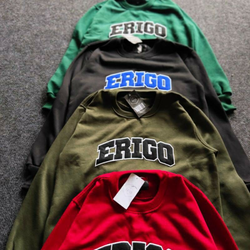 CrewNeck Erigo Bordir Aplikasi Pria Wanita Sweater Erigo Bordir