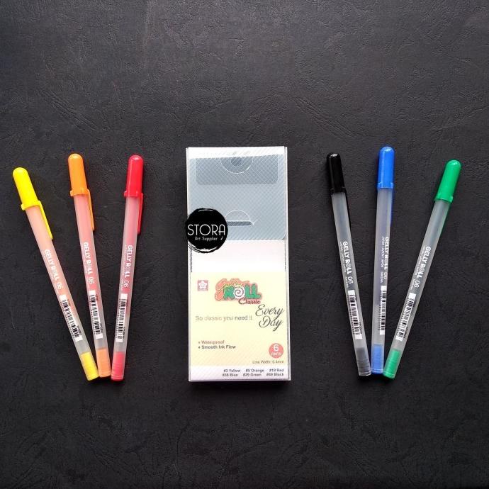 

(BISA COD) Sakura Gelly Roll Pen Classic Set 6 Colour Bolpen Gel Pena Warna BERGARANSI Kode 1290