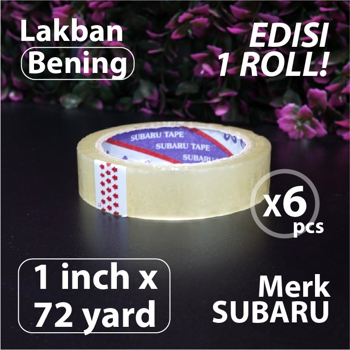 

Paket 6 pcs - Isolasi Bening 1 inch x 72 yard - Merk Subaru