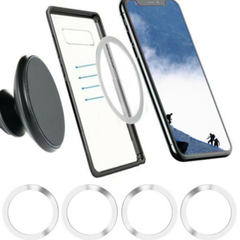 VIVI 4PCS Universal Round Metal Rings for Magnetic Qi Wireless Charger Air Vent Magnet Car Mount Holder