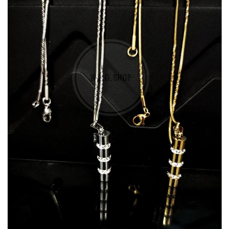 Kalung Titanium Liontin Tabung Super mewah