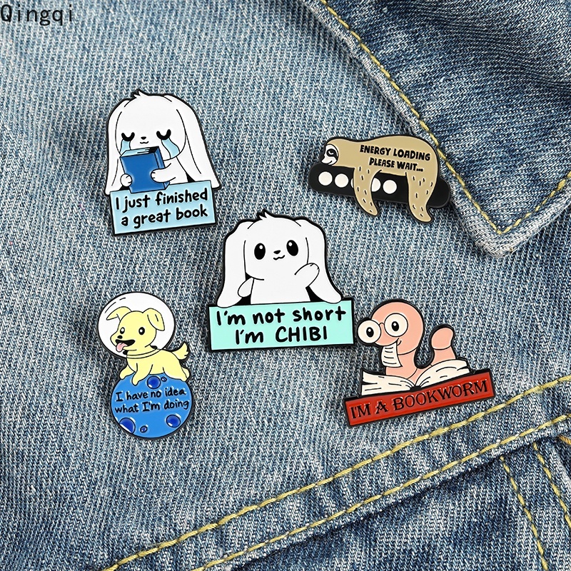 Bros Pin Enamel Desain Kartun Hewan Kungkang Kelinci Anjing Buku Untuk Hadiah Anak