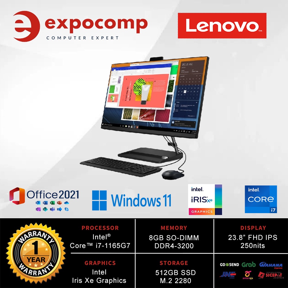 LENOVO PC AIO 3-24ITL6 4BID BLACK CORE i7-1165G7