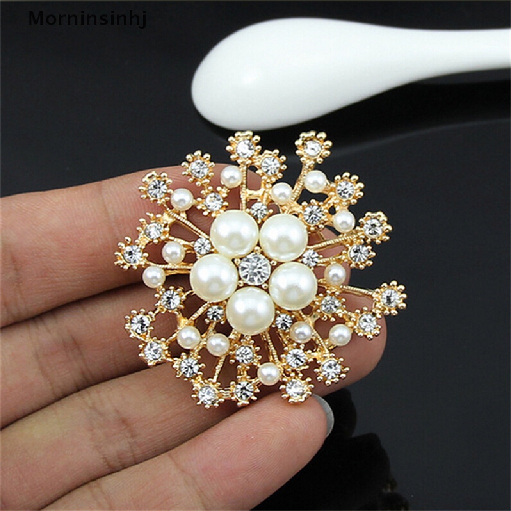 Mornin Hot Pearl Rhinestone Crystal Vintage Flower Brooch Pin Bros Untuk Wanita Hadiah id