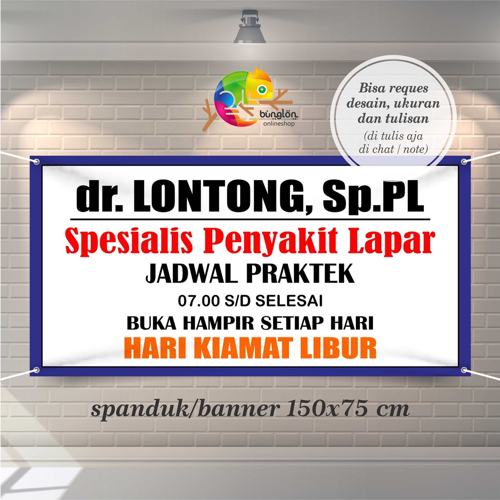 Size 150x75 Cm Spanduk, Banner  Lontong Sayur, Kupat Tahu, Bubur Ayam, Dll