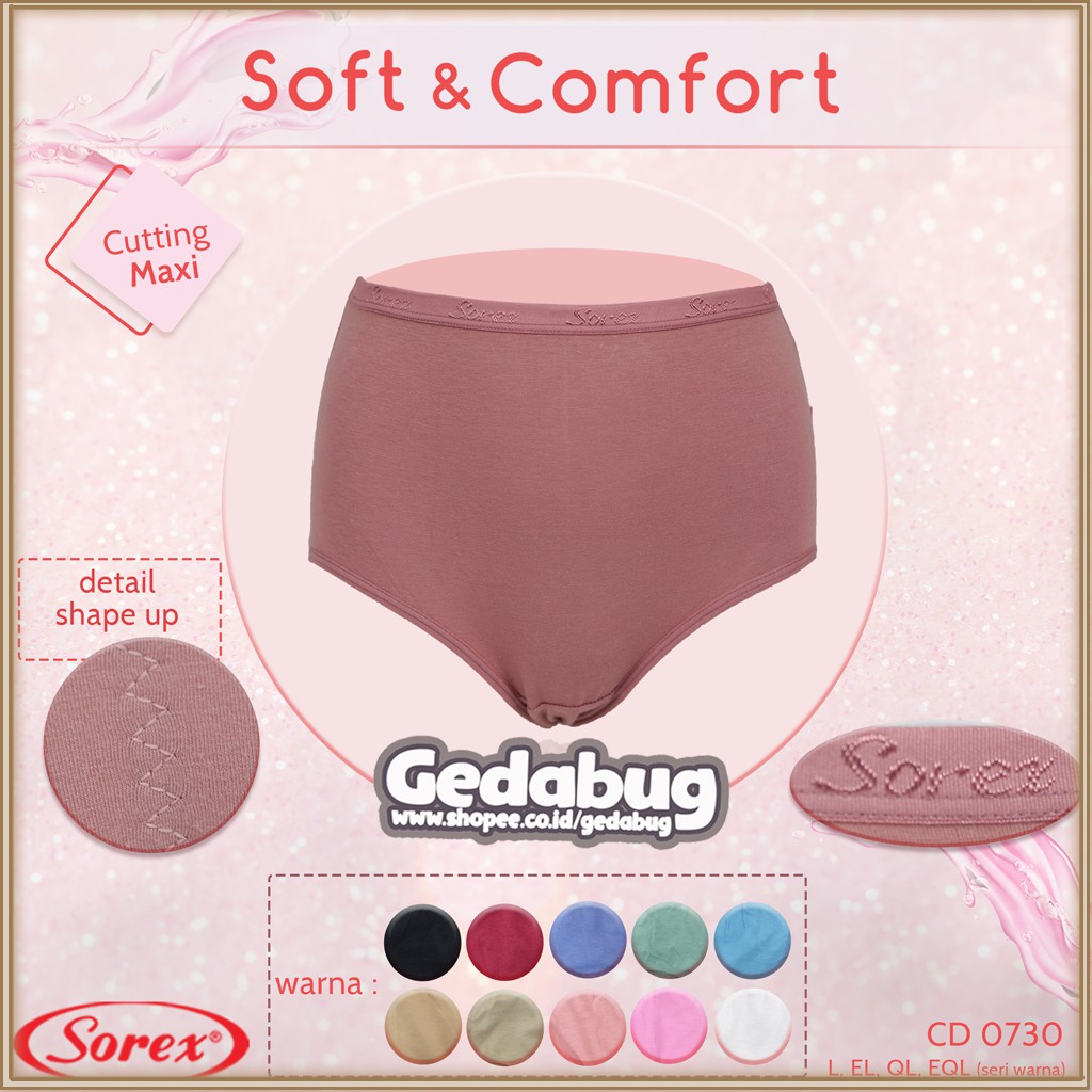 CD Sorex 0730 Soft &amp; Comfort Celana dalam wanita dewasa Cutting Maxi Full Katun lembut | Gedabug