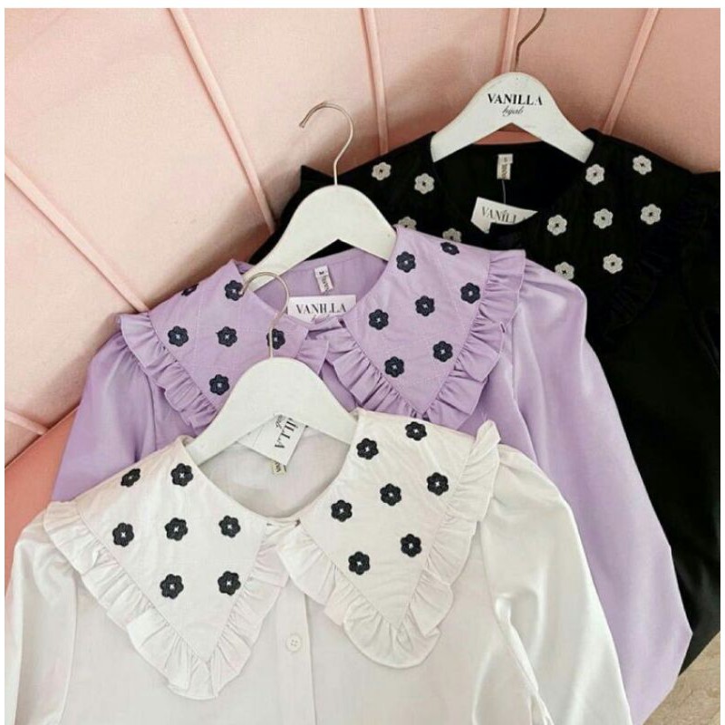 Ready - Audrey Blouse Black White Lime Sage Bluedenim PinkNavy Pink Navy Hazelnut Jeans Pinkrose Whi