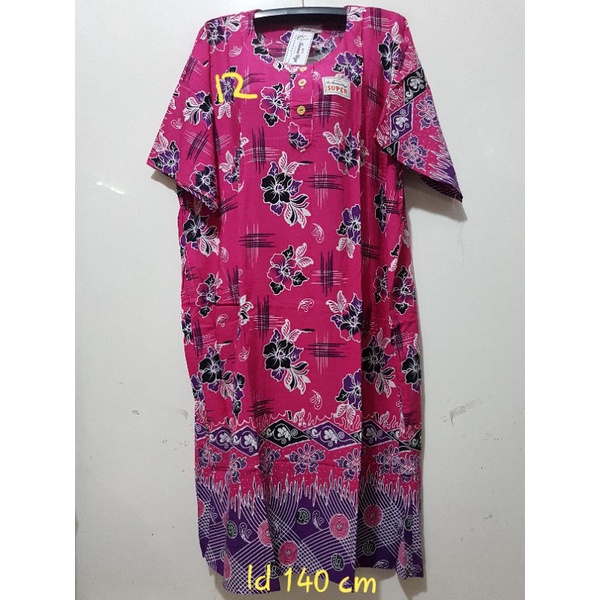 YULI - Daster kencana ungu  L5 JUMBO LD 135-150 CM PB 107 CM BATIK KU LEBEL PUTIH(KUP)-no 12