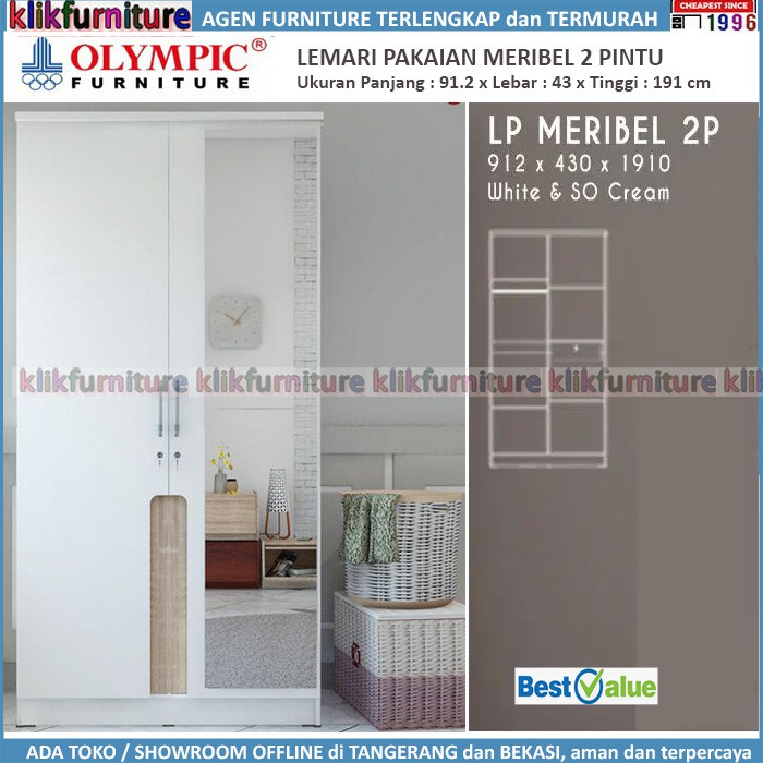  Lemari  Pakaian Olympic MERIBEL 2 Pintu Cermin Shopee  