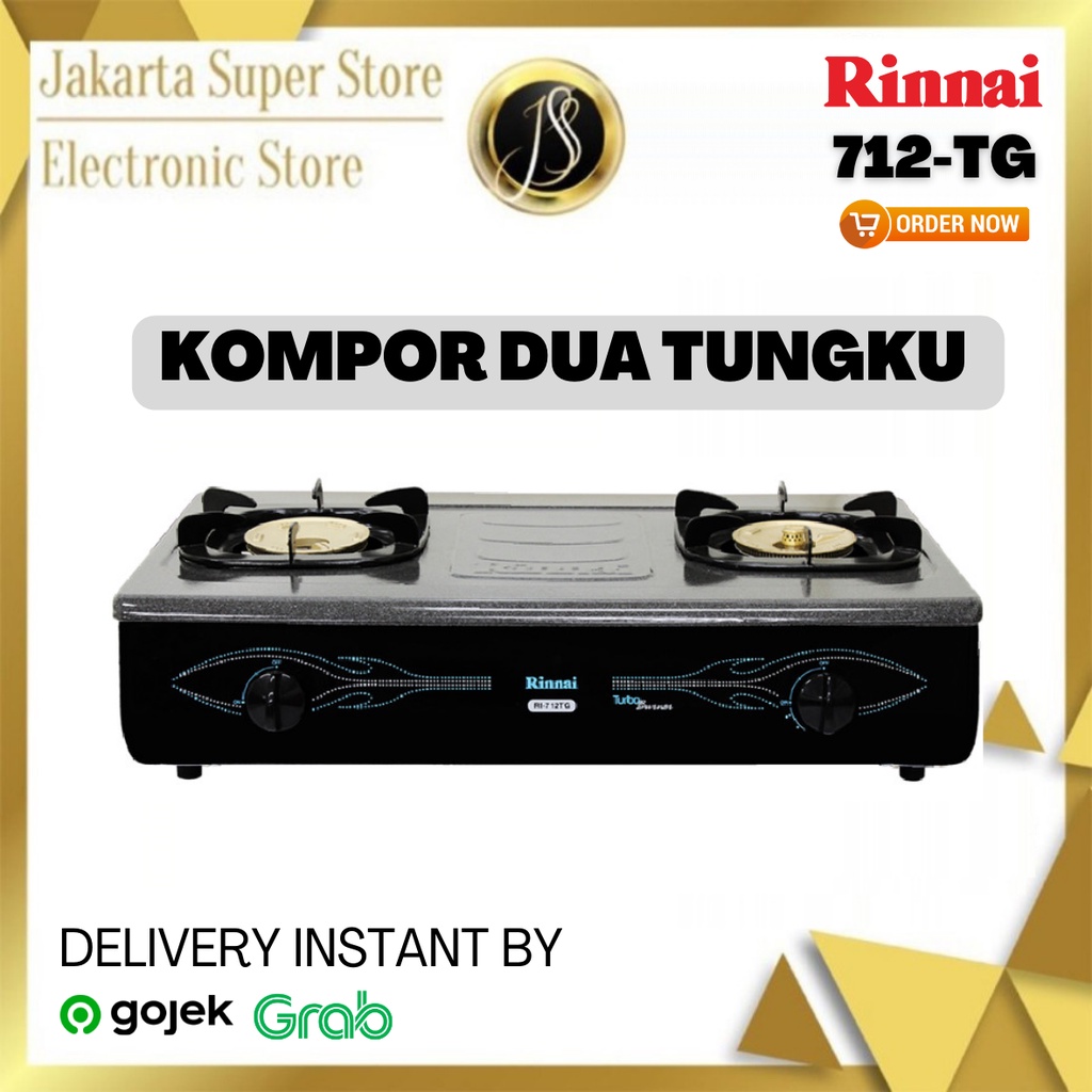 KOMPOR GAS RINNAI 2 TUNGKU RI 712 TG KOMPOR GAS API TURBO