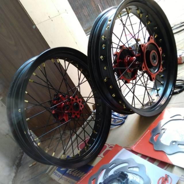 Velg Crf 150l 300 350 17 Champ SNI Paket Komplit Tinggal Pasang Ke Motor Pelak Crf  Supermoto