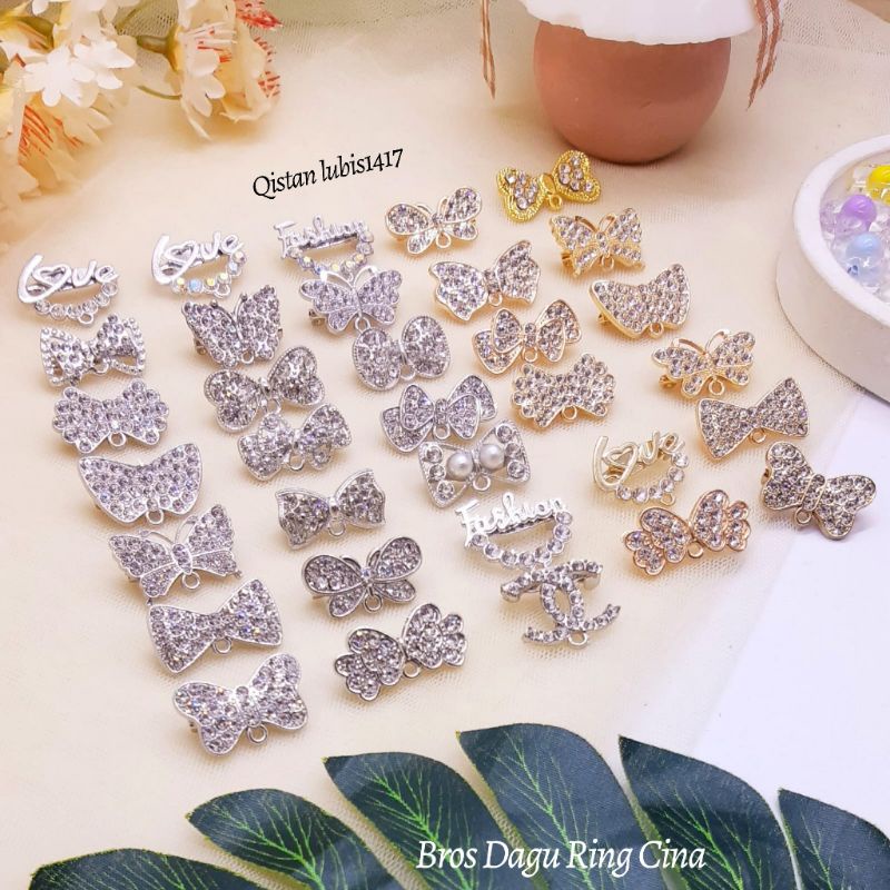 Bros dagu cina silver dan gold(geser gambar) 144pcs mix model