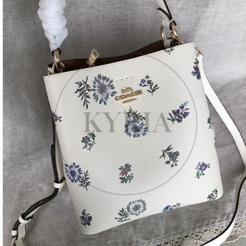 TAS WANITA SELEMPANG SMALL CH TOWN BUCKET BAG WITH DANDELION FLORAL PRINT 2310