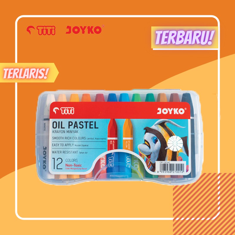 

TITI / Joyko / oil pastel 12 colors Non toxic / Krayon / OP-12S / Crayon 12 warna / JAYA ABADI