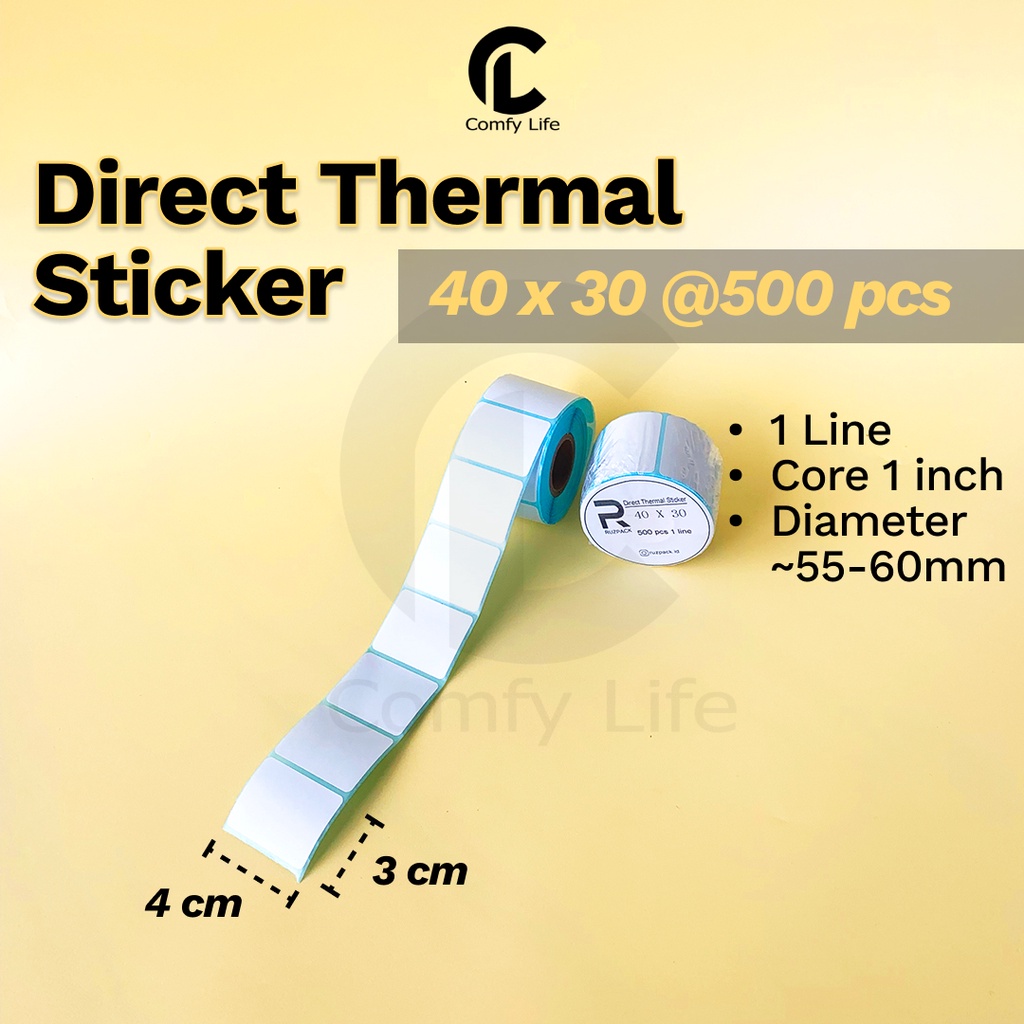 

DIRECT THERMAL STICKER [40x30 MM] KERTAS LABEL STIKER BARCODE 1 LINE 500 PCS