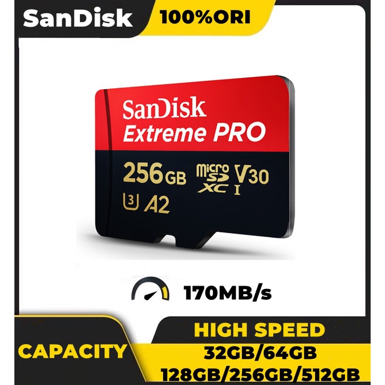 Extreme PRO micro card 170MB/s 32GB/64GB/128GB/256GB/512GB A2 Kelas 10 kartu UHS-I U3 memori card hp ori TF Card