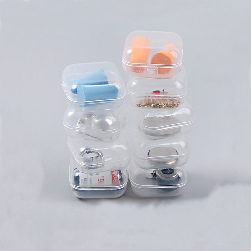❤GTB❤ 1pcs Kotak Penyimpanan Perhiasan Anting Pil Mini Portabel Bahan Plastik Transparan Bentuk Persegi R609