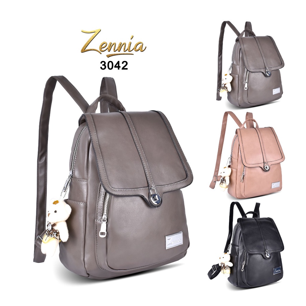 (TSI) Tas Wanita Zennia 3042 Tas Kulit Ransel Korea Tas Wanita Punggung Import Kantor Kerja Sekolah Kuliah Outdoor Trendy Fashion Style Travel Casual Backpack Serut Anak Remaja Perempuan Selempang Cewek Bag