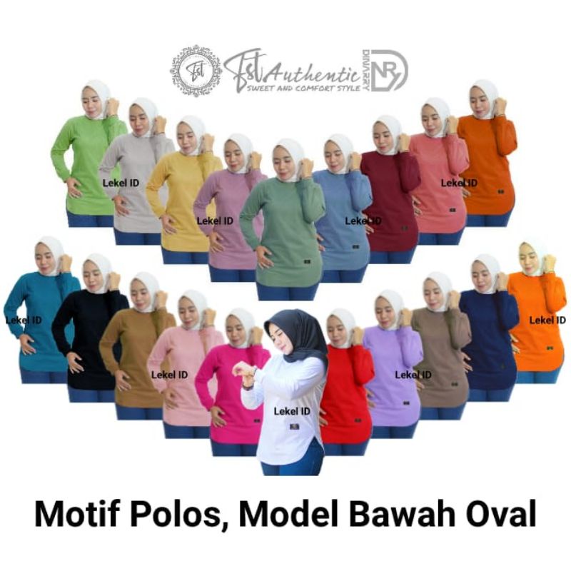 Kaos Wanita Lengan Panjang Motif Polos Body Oval Hijab Style Muslim Dinarry Original Fst Authentic Size M L XL XXL Oversize / Semi Tunik Terbaru Dan Terlaris // Style Zolaqu