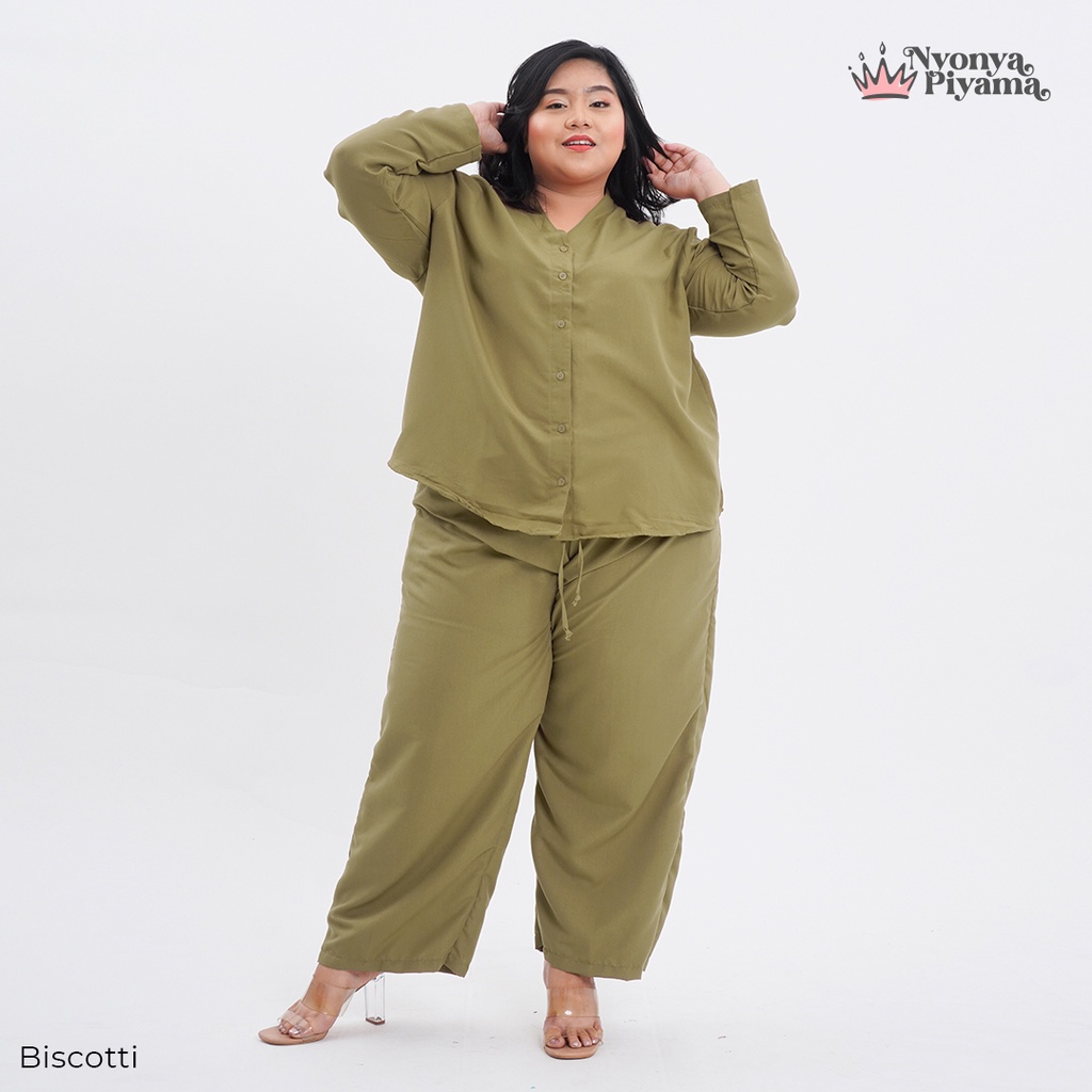 Nyonya Piyama Poly Bamboo Set Piyama Jumbo (Biscotti Polos Oversized Cozy)-7