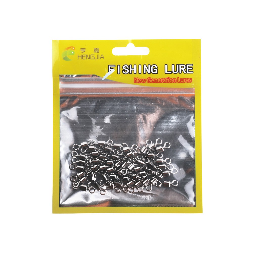 HENGJIA 50Pcs/Bag Pancing Rolling Swivel Fast-lock Snap Ball Bearing Fishing Connector Swivel Clasp Fishing Gear