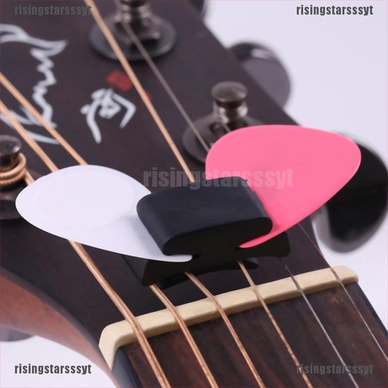 RSID Cute Guitar Accessories 1Pc Black Rubber Guitar Pick Holder Fix On Headsto risingstarsssyt