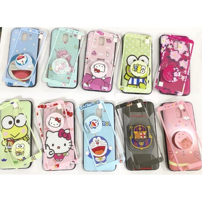 360 FULL cover Case FREE Tempered Glass + Pop Socket Karakter HK Doraemon Xiaomi Redmi 5