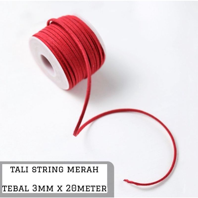 TALI STRING MERAH KARET ELASTIS 20M TALI IKAT KOTAK HANG TAG ELASTIS