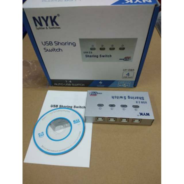 Nyk Auto Switch Printer 4Port USB Sharing Switch