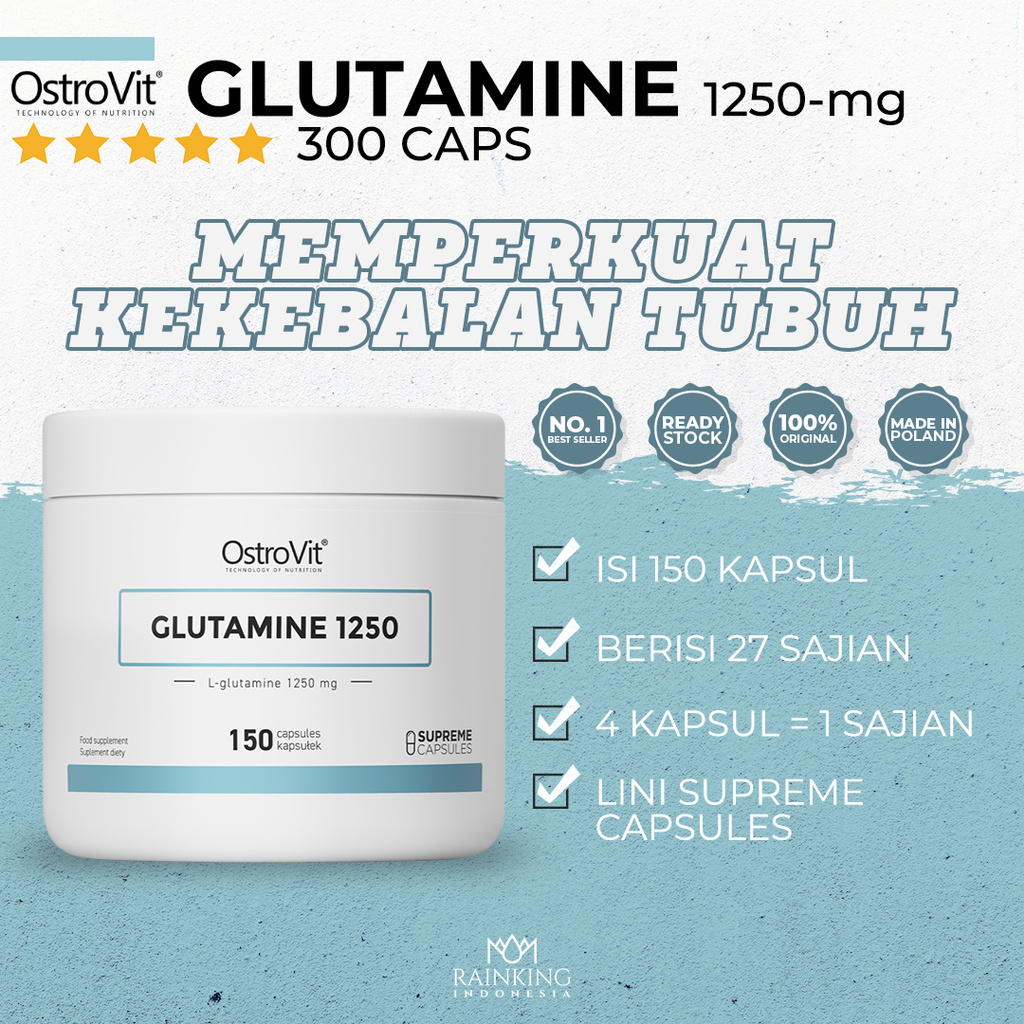 Suplemen Fitness Gym GLUTAMINE 1250 Kesehatan Asam Amino Daya Tahan Imun Tubuh Usus Glikogen Otot