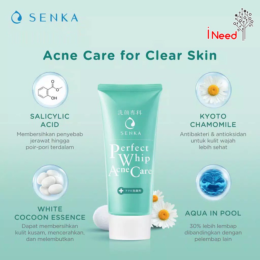 (INEED) (Acne Care 50gr) SENKA - Perfect Whip Acne Care 50gr (Untuk Kulit Berjerawat)