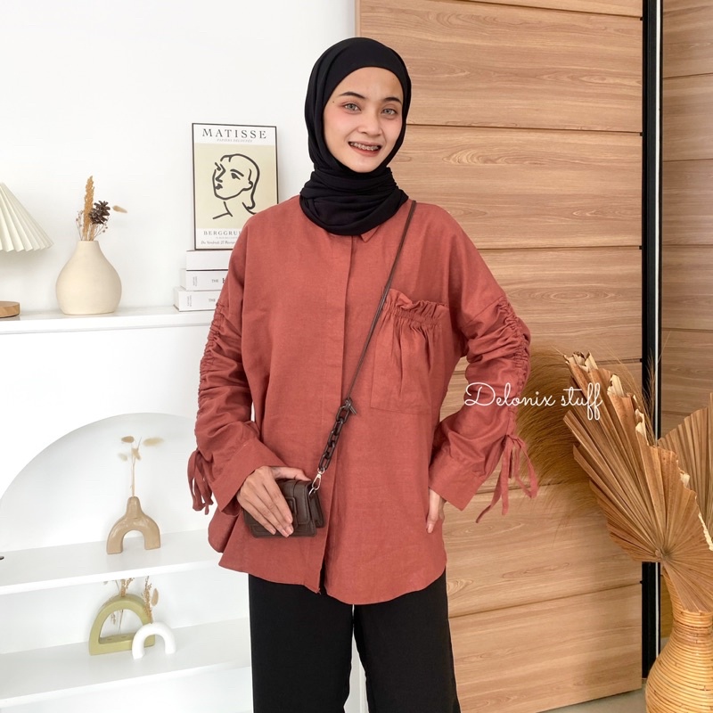 Olivie oversize kemeja serut