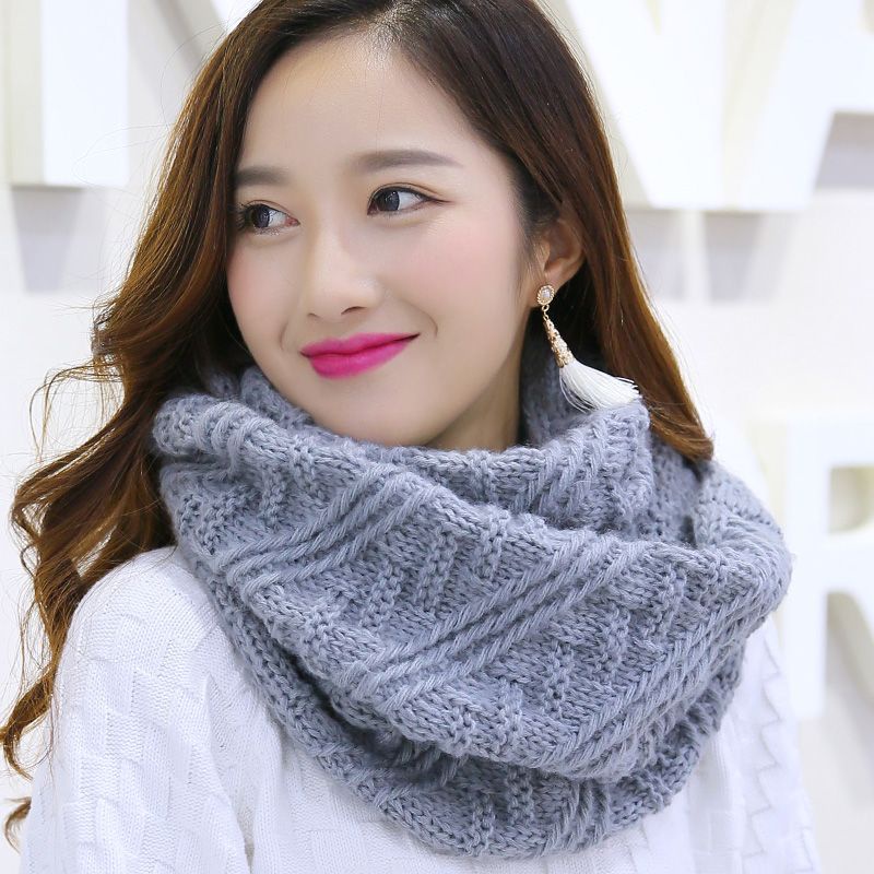 SCARF SYAL WANITA WINTER MUSIM DINGIN  IMPORT READY STOCK-Abu motif