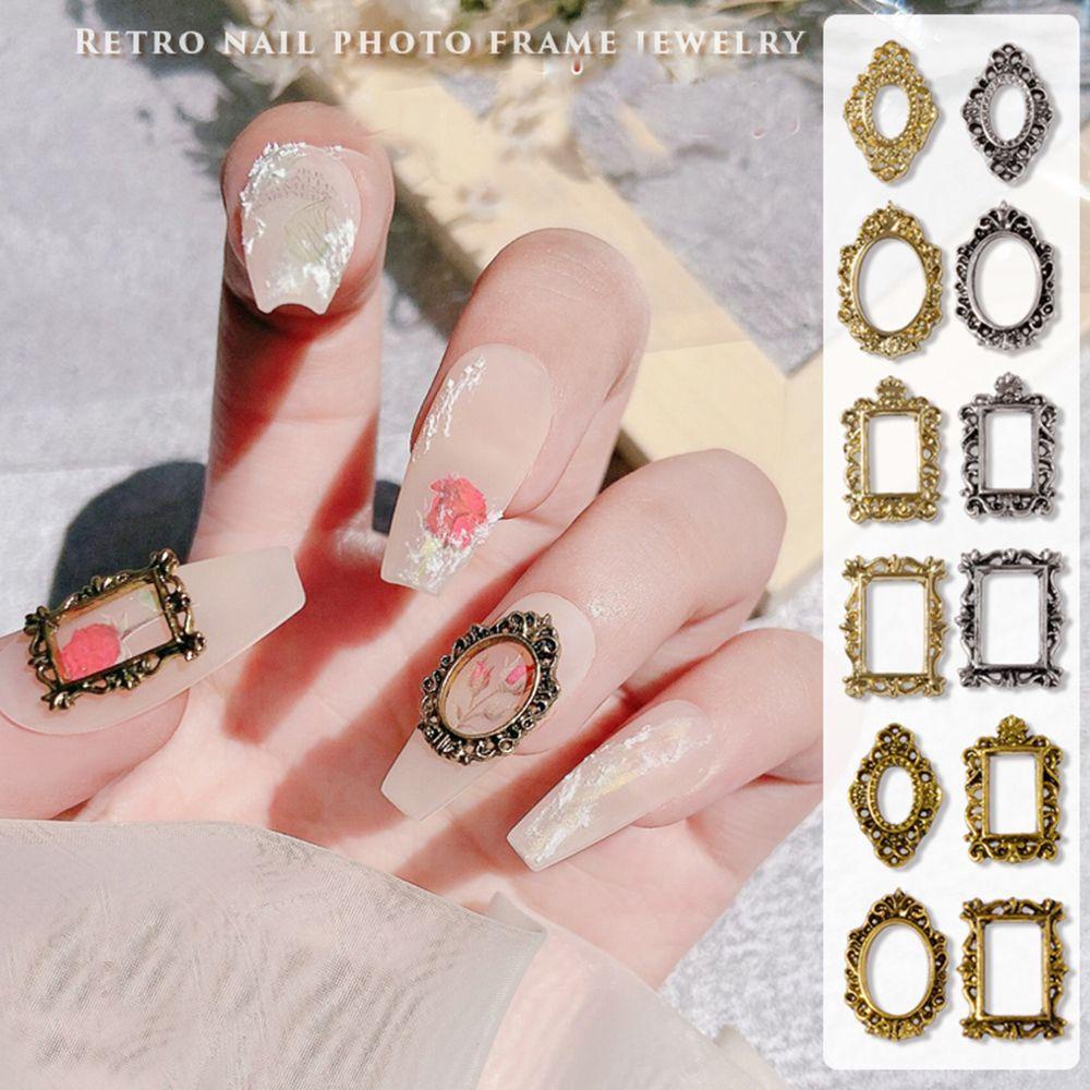 Needway   3D Nail Art Perhiasan Fashion Retro Hollow Dekorasi Patch Alloy Bingkai Foto DIY Nail Art Charms