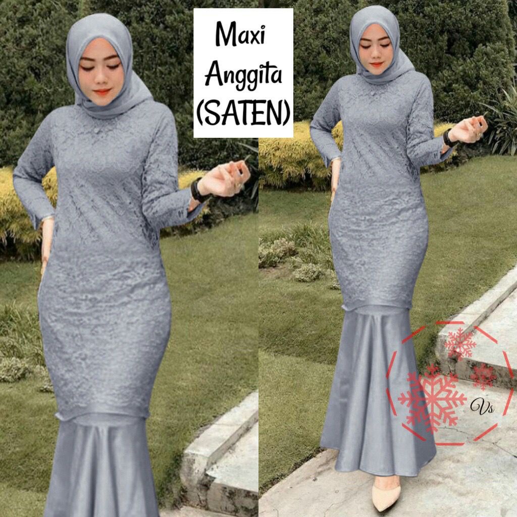 Anggita Gamis Pesta Brukat Tile/ Gamis Terbaru Seragam Remaja Dewasa Wanita Muslim