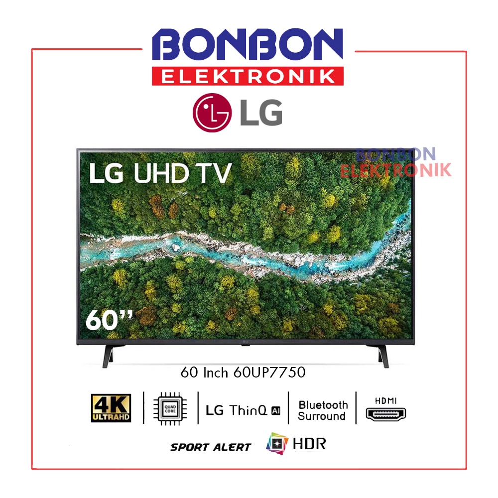 LG LED TV 60 Inch 60UP7750 UHD 4K Smart ThinQ AI 60UP7750PTB