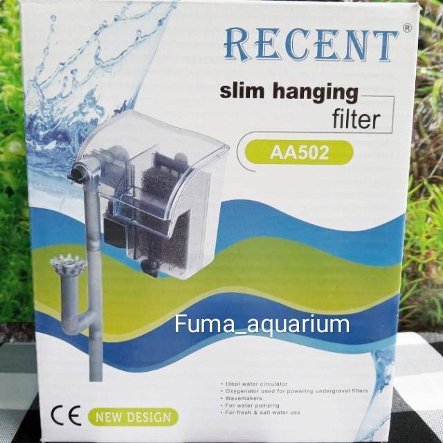 RECENT AA 502 Filter Gantung Aquarium Aquascape Transparan + Skimmer Filter Hang on Akuarium