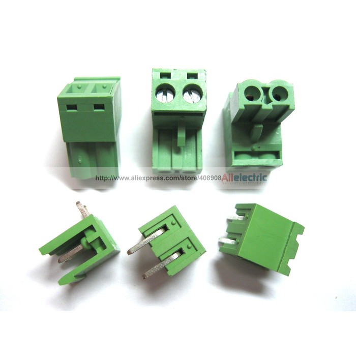 Terminal Block Konektor Plugable 5.08 mm 2 pin Screw Warna Hijau 2p