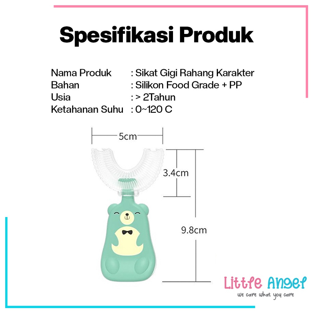 SIKAT GIGI BAYI ANAK Model U Silicon Baby Training Toothbrush Karakter Lucu Silikon Lembut Bulu Halus Kids Teether Gigitan Newborn