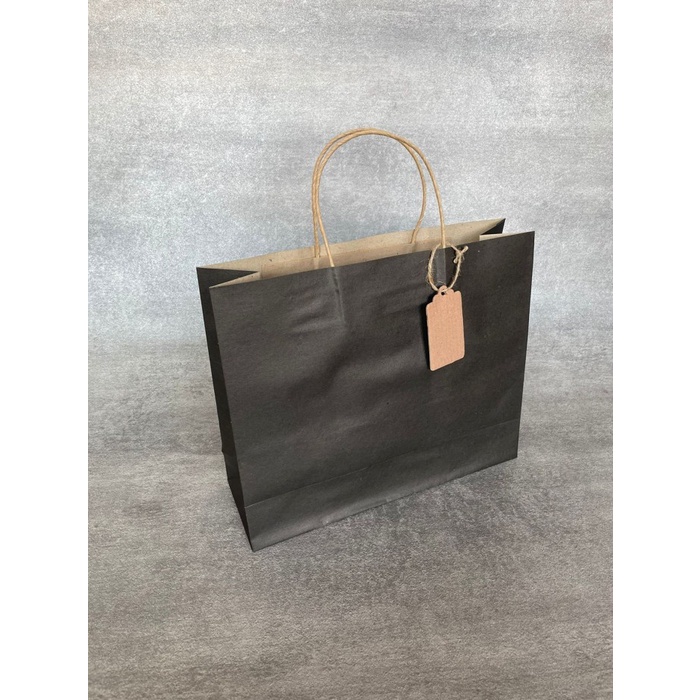 

TERBARU SIZE S | PAPER BAG | 30x10x25 cm + FREE TAG | KANTONG KERTAS GIFT - BLACK