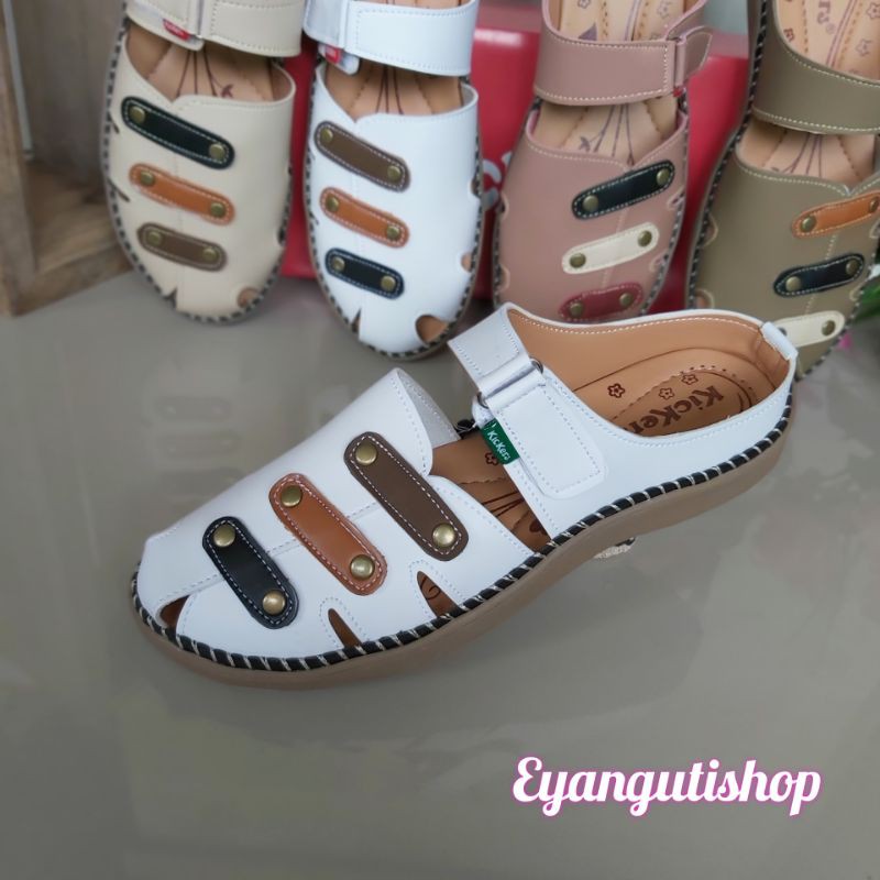 SL.62 Sandal kickers wanita model terbaru 2022 / Sandal Kickers kasual  / Kickers sandal tutong wanita / sandal Kickers kulit / sandal slop Kickers-6