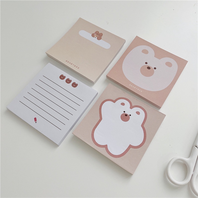 50lembar Ins Korea Bear Cute Memo Pad Anti Lengket Notes Siswa Sekolah Perwira Stationary