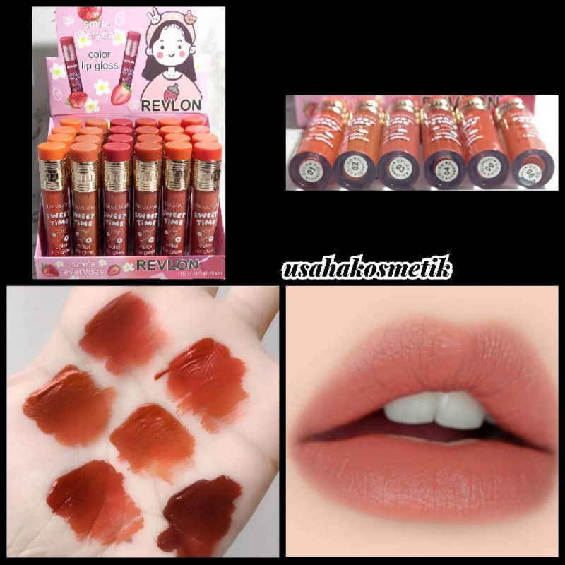 PROMO 6PCS LIP GLOSS MATTE REVLON MATTE / SWEET TIME COLOR HARUM STOBERRY NO.R-8001