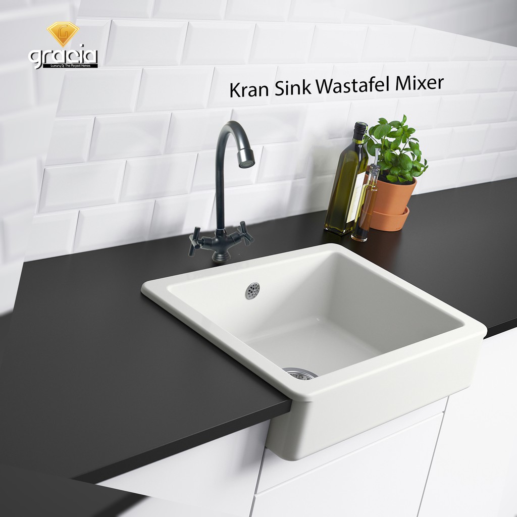 Kran Air Cuci Piring - Keran Panas Dingin Kuningan - Kran Sink Kran Mixer Tanam Wastafel / Kran Sink Wastafel SERIE BLACK