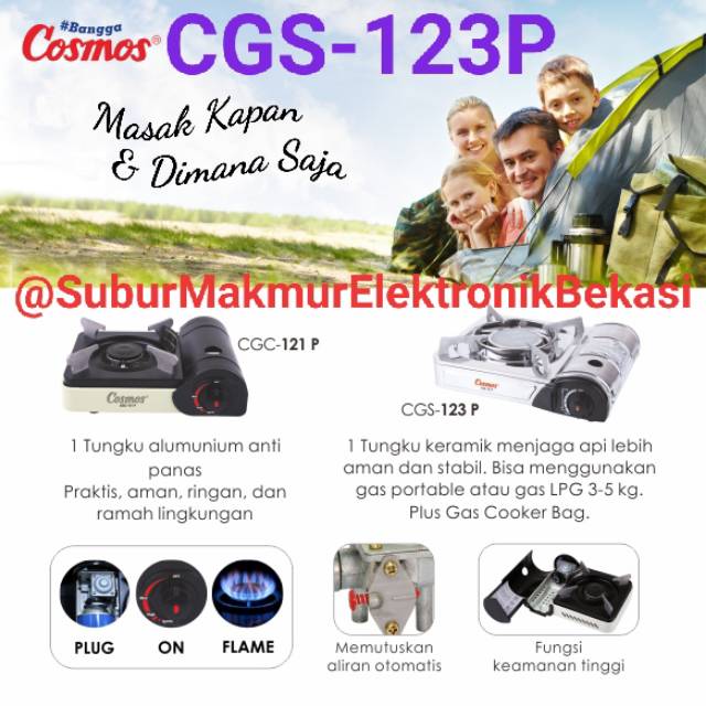 Kompor Gas Portable 1 Tungku Cosmos CGS-123P