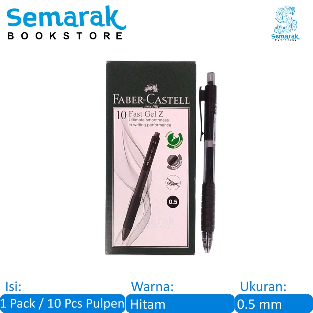 

Faber Castell Fast Gel Z Ballpoint Pulpen Cetek 0.5 - Hitam [1 Pack / 10 Pcs]