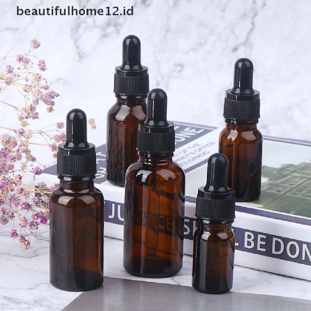 【beautifulhome12.id】 5/10/15/20/30ml Empty brown Glass Dropper Bottles with Pipette for Essential Oil .